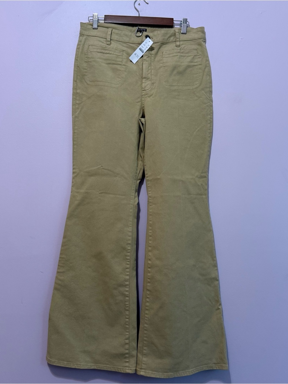 J. Crew Charley High Rise Tan Flare Leg Trousers Jeans Size 30 NWT